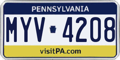 PA license plate MYV4208