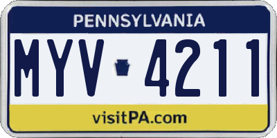 PA license plate MYV4211