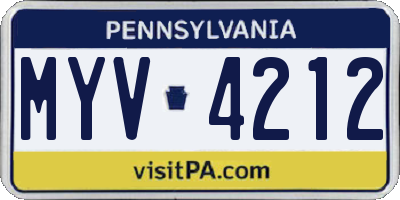PA license plate MYV4212