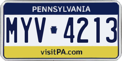 PA license plate MYV4213
