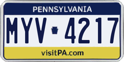 PA license plate MYV4217