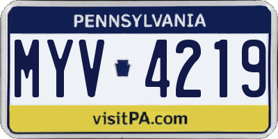 PA license plate MYV4219