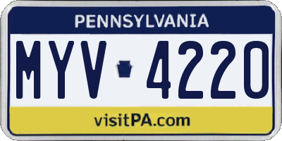 PA license plate MYV4220