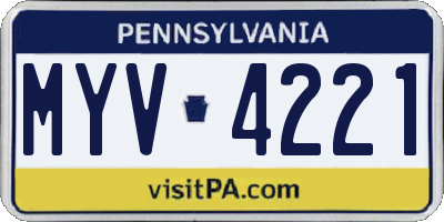 PA license plate MYV4221