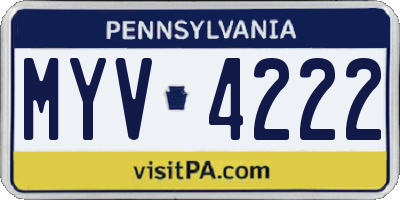 PA license plate MYV4222