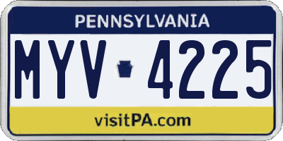 PA license plate MYV4225