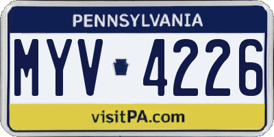 PA license plate MYV4226