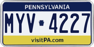 PA license plate MYV4227