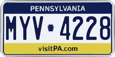 PA license plate MYV4228