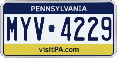PA license plate MYV4229