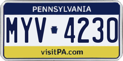 PA license plate MYV4230