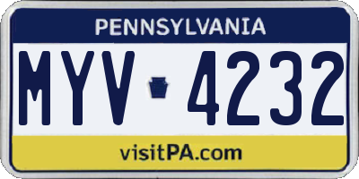 PA license plate MYV4232