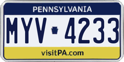 PA license plate MYV4233