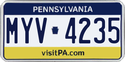 PA license plate MYV4235