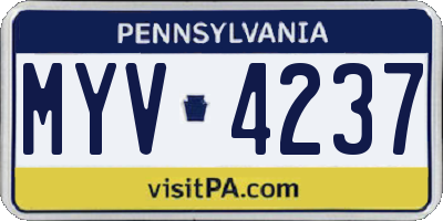 PA license plate MYV4237