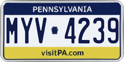 PA license plate MYV4239