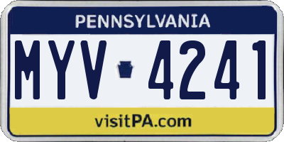 PA license plate MYV4241