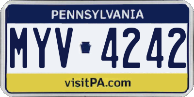 PA license plate MYV4242