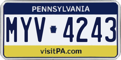 PA license plate MYV4243