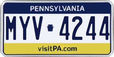 PA license plate MYV4244