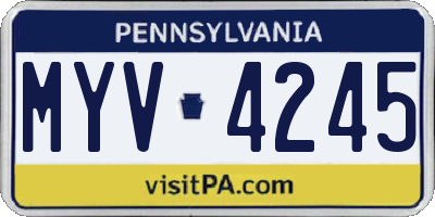 PA license plate MYV4245