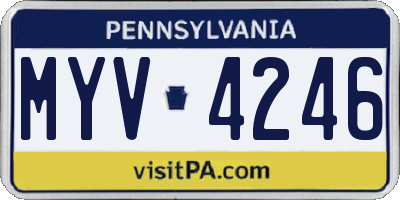 PA license plate MYV4246