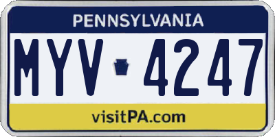 PA license plate MYV4247