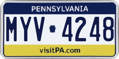 PA license plate MYV4248