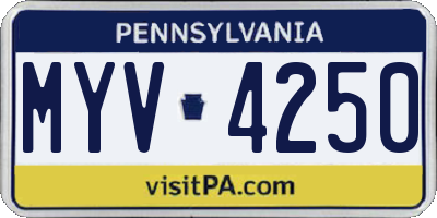 PA license plate MYV4250