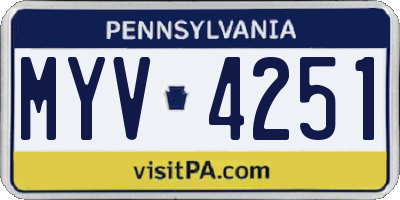 PA license plate MYV4251