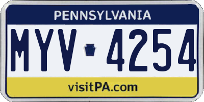 PA license plate MYV4254