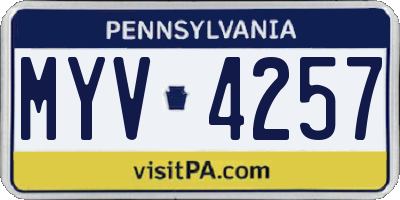 PA license plate MYV4257