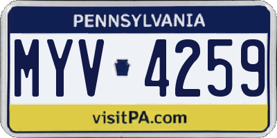 PA license plate MYV4259