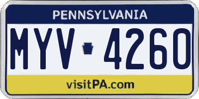 PA license plate MYV4260
