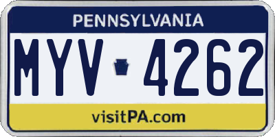 PA license plate MYV4262