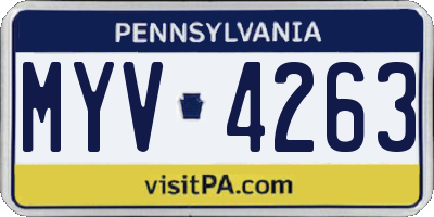 PA license plate MYV4263