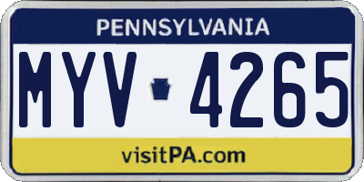 PA license plate MYV4265