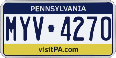 PA license plate MYV4270