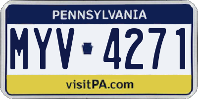 PA license plate MYV4271