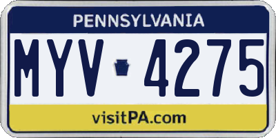 PA license plate MYV4275