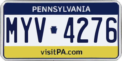 PA license plate MYV4276