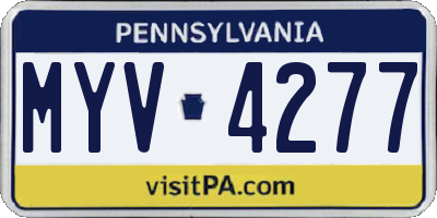 PA license plate MYV4277