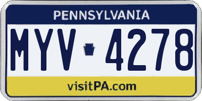 PA license plate MYV4278