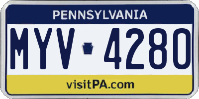PA license plate MYV4280