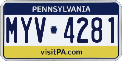 PA license plate MYV4281