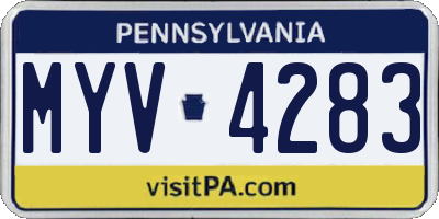 PA license plate MYV4283