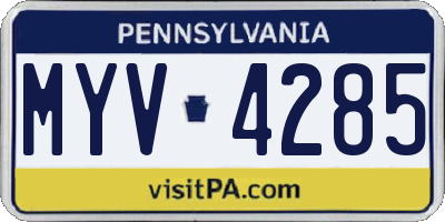 PA license plate MYV4285