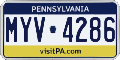 PA license plate MYV4286