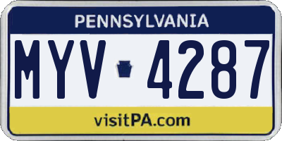 PA license plate MYV4287