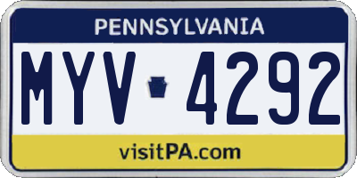 PA license plate MYV4292